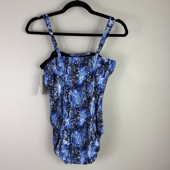 Swim Solutions One-Piece Swimsuit Sz 10 Blue Animal Print Tummy Control NWT - Picture 5 of 9